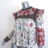 Alix of Bohemia Madeline Patchwork Top White/Multi Printed Cotton Size Medium