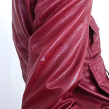 Gucci Tom Ford Multi-Pocket Leather Bomber Jacket Red Size 40