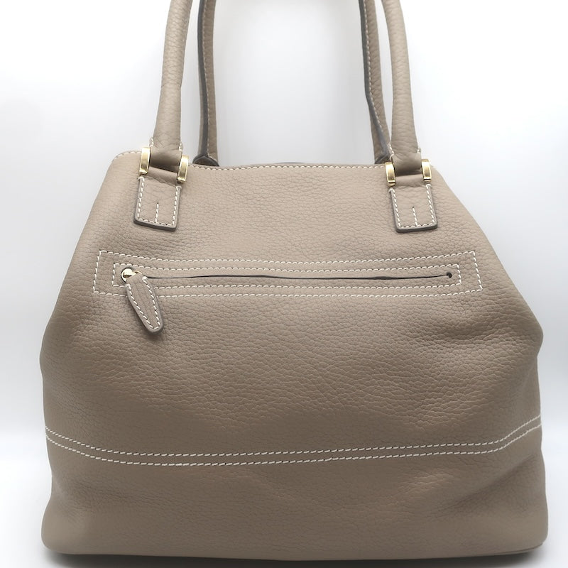 Loro Piana Trapeze Globe Shoulder Bag Taupe Pebbled Leather NEW