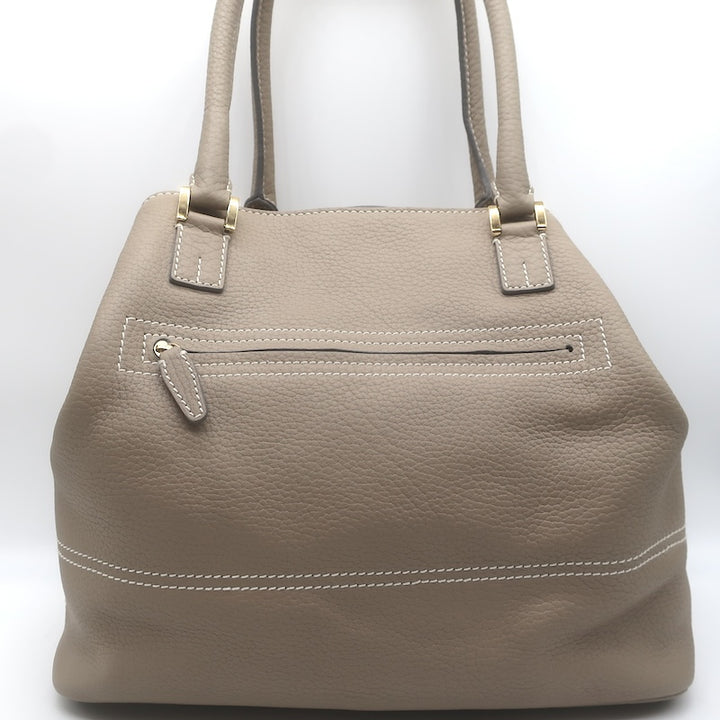 Loro Piana Trapeze Globe Shoulder Bag Taupe Pebbled Leather NEW