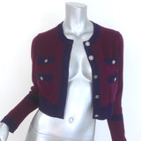 Chanel 23B Two-Tone Cashmere Cropped Cardigan Bordeaux & Purple Size 36