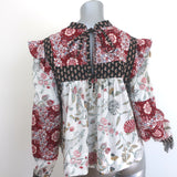 Alix of Bohemia Madeline Patchwork Top White/Multi Printed Cotton Size Medium