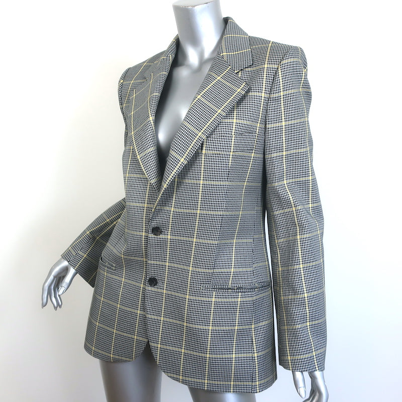 Joseph Grimaud Prince of Wales Blazer Gray Cotton Size 40 One-Button Jacket