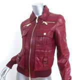 Gucci Tom Ford Multi-Pocket Leather Bomber Jacket Red Size 40