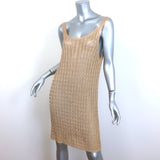 Prada Metallic Cable Knit Open-Back Dress Gold Size 42