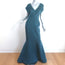 Zac Posen xo Barneys New York Gown Teal Crepe Size 6 Cap Sleeve Maxi Dress