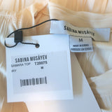 Sabina Musayev Samara Padded Shoulder Top Ivory Size Medium NEW