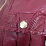 Gucci Tom Ford Multi-Pocket Leather Bomber Jacket Red Size 40