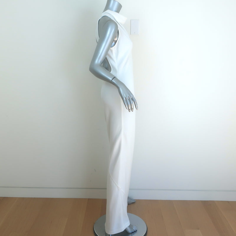 STAUD Shannon Chain-Embellished Open Back Maxi Dress White Knit Size Medium