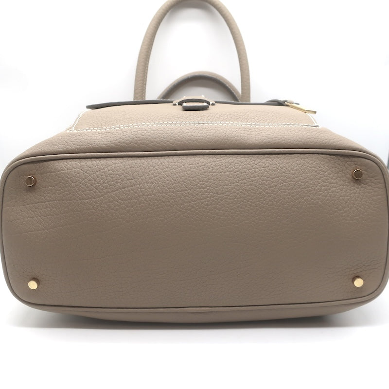 Loro Piana Trapeze Globe Shoulder Bag Taupe Pebbled Leather NEW