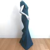 Zac Posen xo Barneys New York Gown Teal Crepe Size 6 Cap Sleeve Maxi Dress