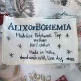 Alix of Bohemia Madeline Patchwork Top White/Multi Printed Cotton Size Medium