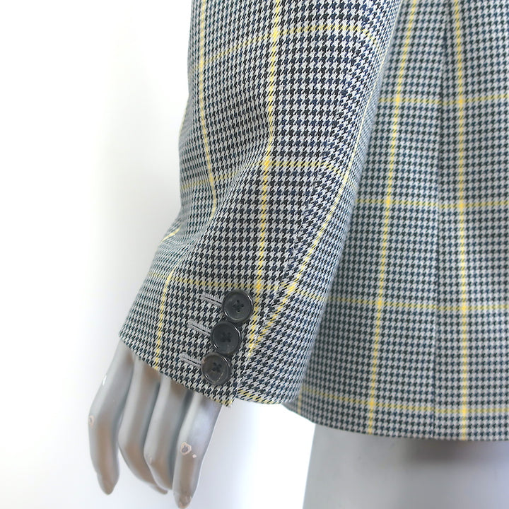 Joseph Grimaud Prince of Wales Blazer Gray Cotton Size 40 One-Button Jacket