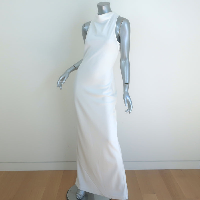 STAUD Shannon Chain-Embellished Open Back Maxi Dress White Knit Size Medium