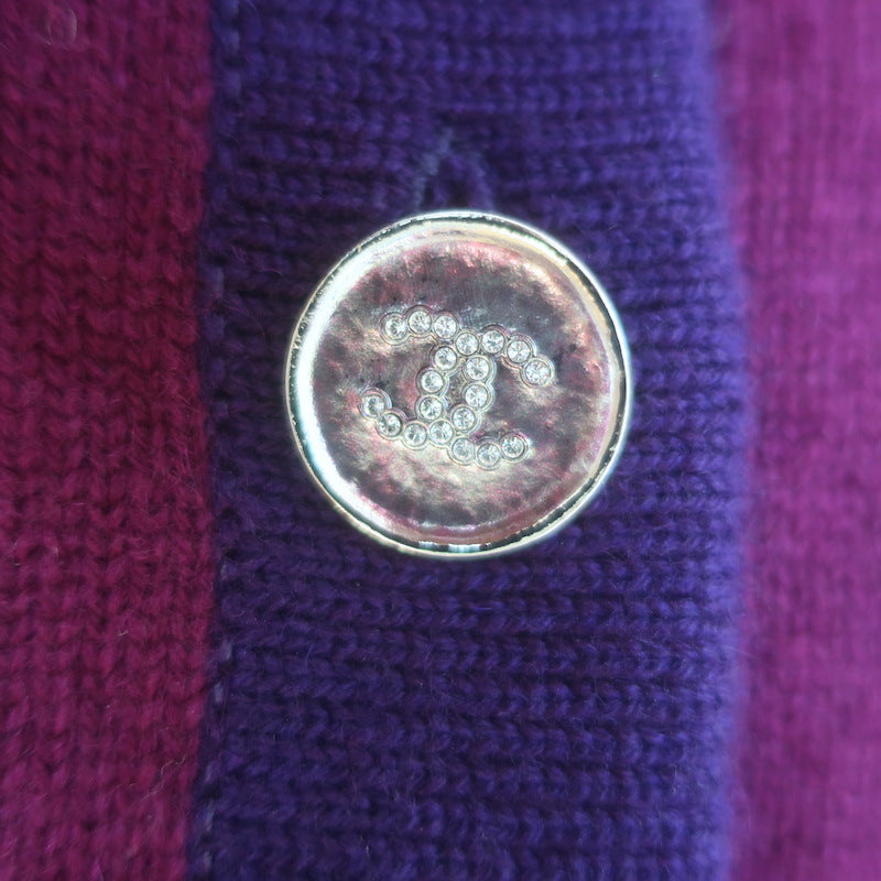 Chanel 23B Two-Tone Cashmere Cropped Cardigan Bordeaux &amp; Purple Size 36
