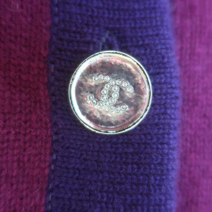 Chanel 23B Two-Tone Cashmere Cropped Cardigan Bordeaux &amp; Purple Size 36