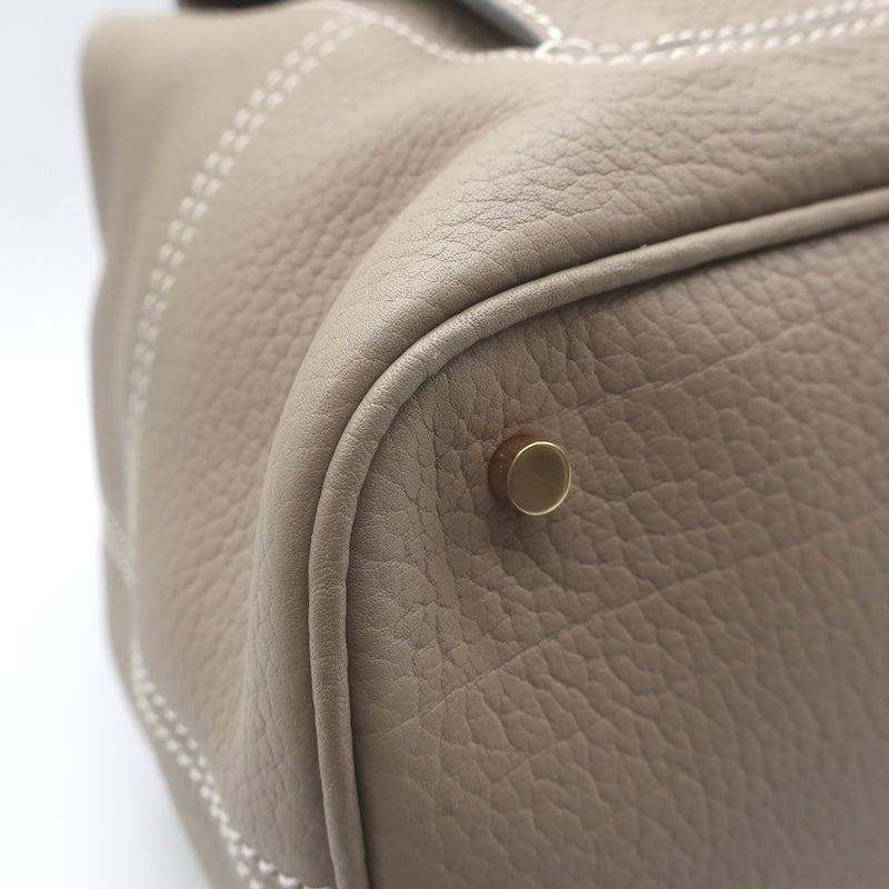Loro Piana Trapeze Globe Shoulder Bag Taupe Pebbled Leather NEW