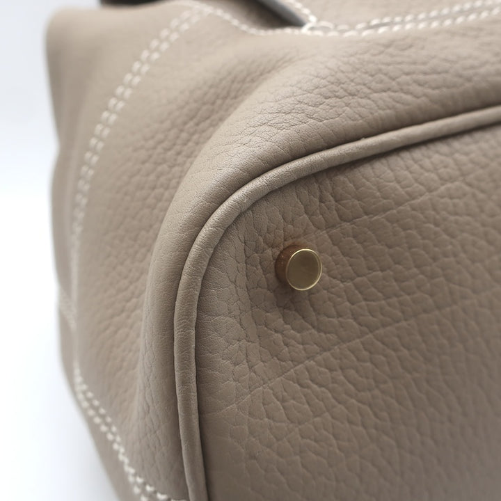 Loro Piana Trapeze Globe Shoulder Bag Taupe Pebbled Leather NEW