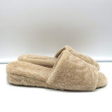 Veronica Beard Desiree Shearling Slides Sand Size 8.5 Wedge Sandals NEW