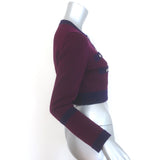 Chanel 23B Two-Tone Cashmere Cropped Cardigan Bordeaux & Purple Size 36