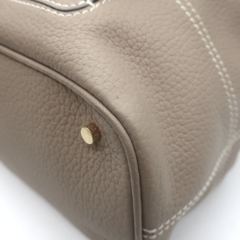 Loro Piana Trapeze Globe Shoulder Bag Taupe Pebbled Leather NEW