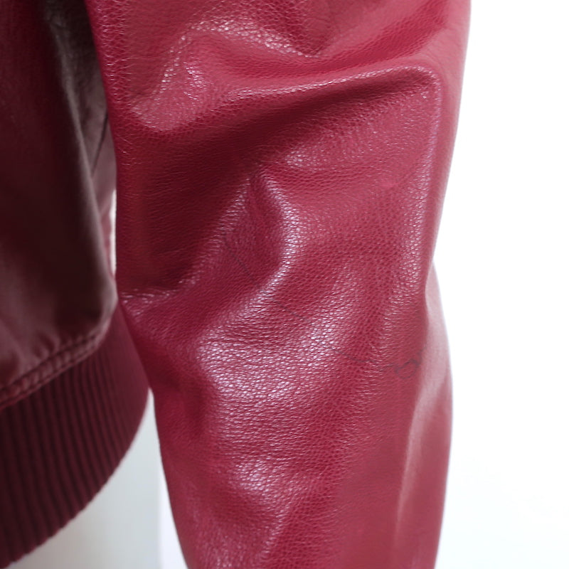 Gucci Tom Ford Multi-Pocket Leather Bomber Jacket Red Size 40