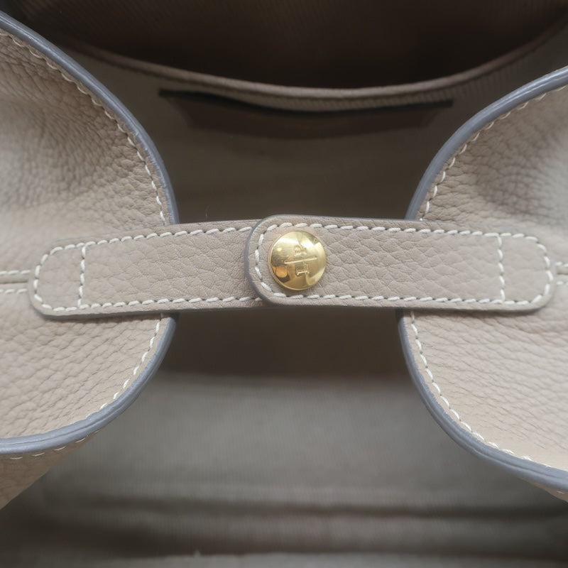 Loro Piana Trapeze Globe Shoulder Bag Taupe Pebbled Leather NEW