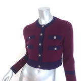 Chanel 23B Two-Tone Cashmere Cropped Cardigan Bordeaux & Purple Size 36
