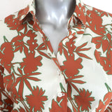 Sara Roka Madu Maxi Shirtdress Brown/Cream Floral Print Ruffled Cotton Size 40
