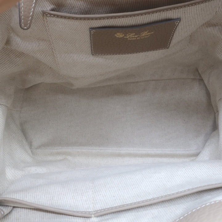 Loro Piana Trapeze Globe Shoulder Bag Taupe Pebbled Leather NEW