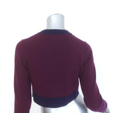 Chanel 23B Two-Tone Cashmere Cropped Cardigan Bordeaux & Purple Size 36