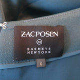 Zac Posen xo Barneys New York Gown Teal Crepe Size 6 Cap Sleeve Maxi Dress