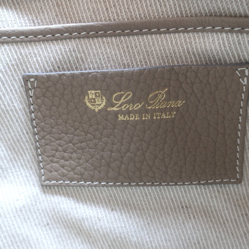 Loro Piana Trapeze Globe Shoulder Bag Taupe Pebbled Leather NEW