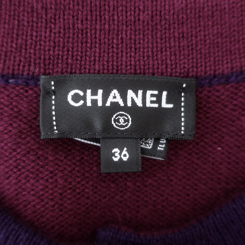 Chanel 23B Two-Tone Cashmere Cropped Cardigan Bordeaux &amp; Purple Size 36