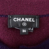 Chanel 23B Two-Tone Cashmere Cropped Cardigan Bordeaux & Purple Size 36