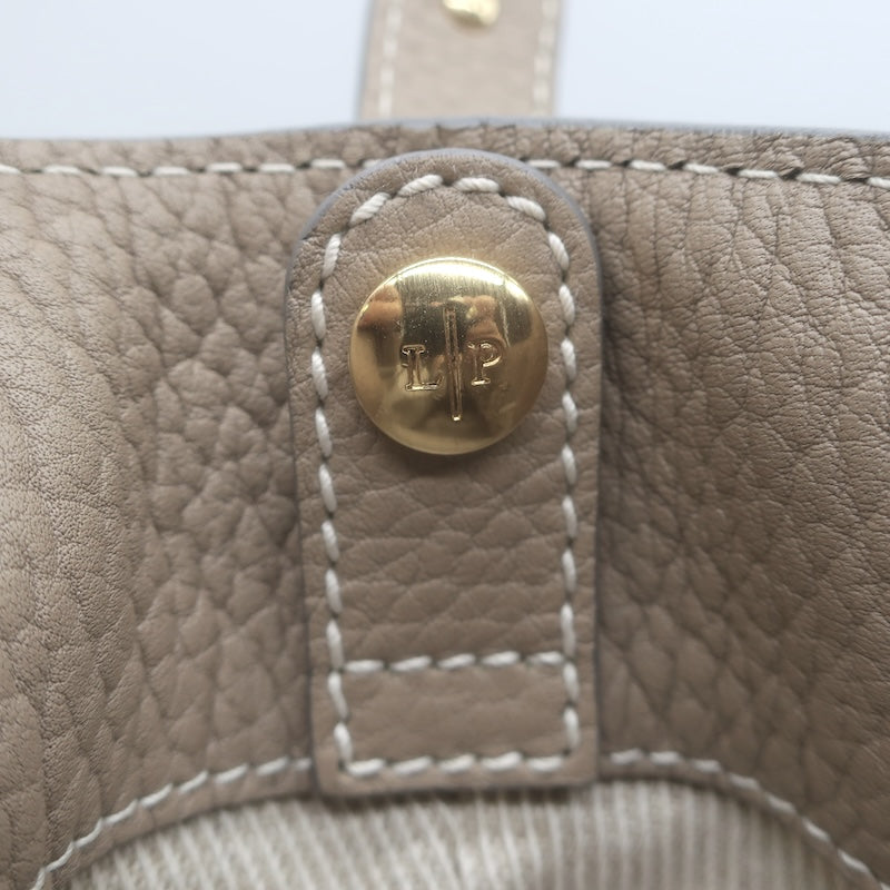Loro Piana Trapeze Globe Shoulder Bag Taupe Pebbled Leather NEW