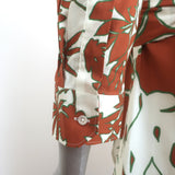 Sara Roka Madu Maxi Shirtdress Brown/Cream Floral Print Ruffled Cotton Size 40