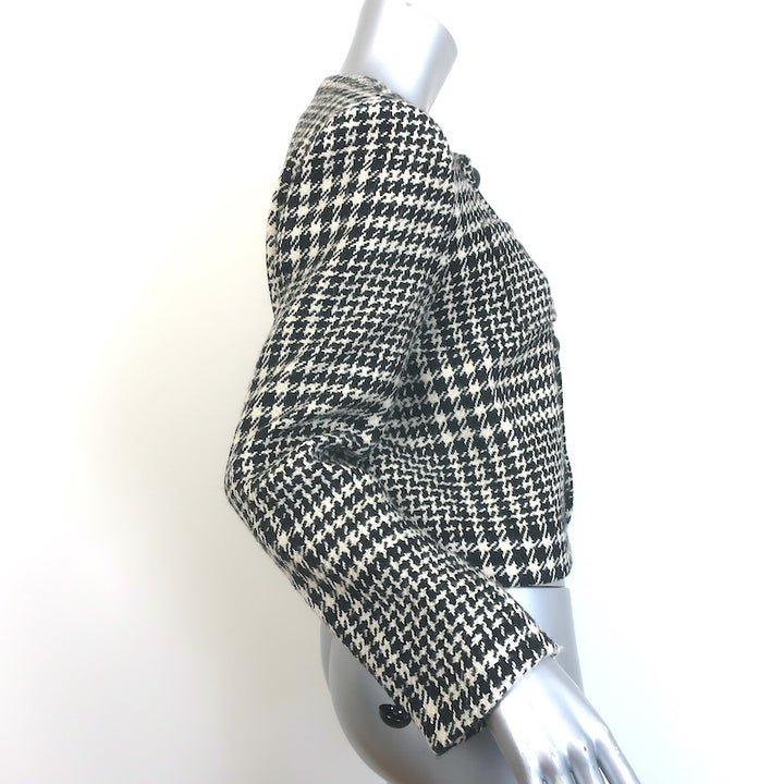 Celine Verneuil Houndstooth Tweed Jacket Black/Cream Wool-Blend Size 38 NEW