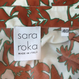 Sara Roka Madu Maxi Shirtdress Brown/Cream Floral Print Ruffled Cotton Size 40