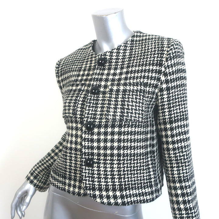 Celine Verneuil Houndstooth Tweed Jacket Black/Cream Wool-Blend Size 38 NEW