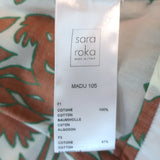 Sara Roka Madu Maxi Shirtdress Brown/Cream Floral Print Ruffled Cotton Size 40