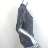 Brunello Cucinelli Short Sleeve Metallic Knit Zip-Up Cardigan Gray Size Large