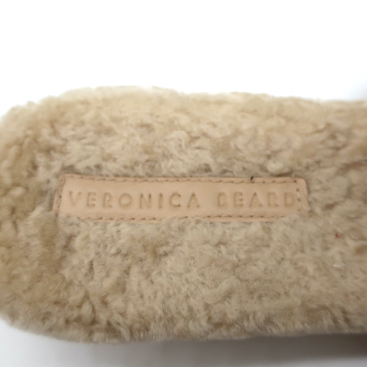 Veronica Beard Desiree Shearling Slides Sand Size 8.5 Wedge Sandals NEW