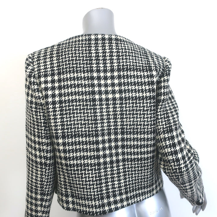 Celine Verneuil Houndstooth Tweed Jacket Black/Cream Wool-Blend Size 38 NEW