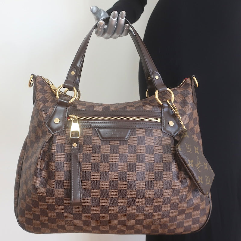 Louis Vuitton Evora MM Shoulder Bag Brown Damier Canvas with Pochette Cles