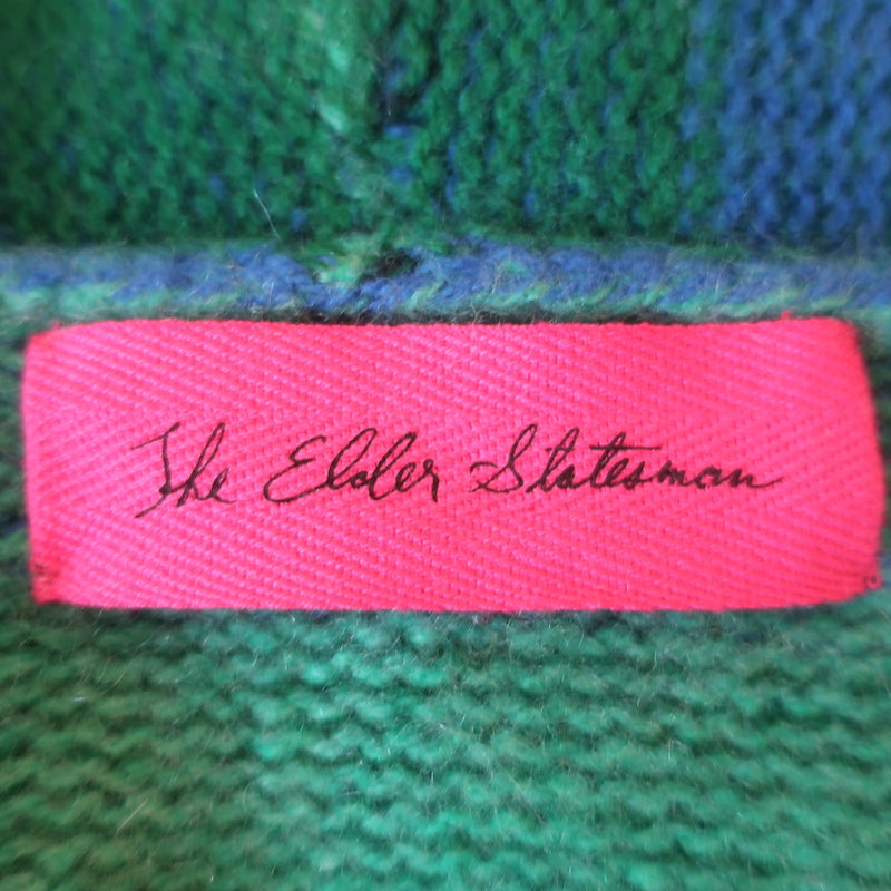 The Elder Statesman Striped Cashmere Cardigan Green &amp; Blue Size Large