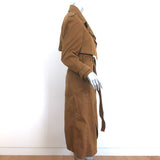 Heidi Merrick Double Lapel Trench Coat Brown Canvas Size Small Belted Jacket