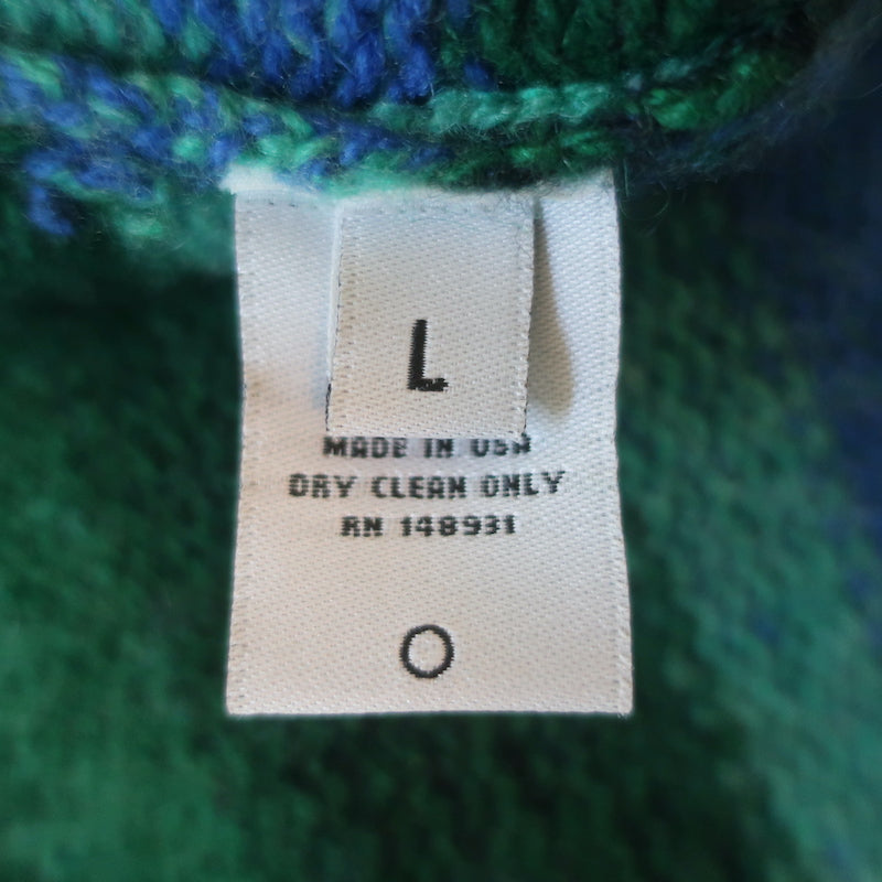 The Elder Statesman Striped Cashmere Cardigan Green &amp; Blue Size Large