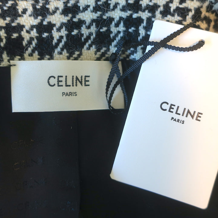 Celine Verneuil Houndstooth Tweed Jacket Black/Cream Wool-Blend Size 38 NEW