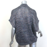 Brunello Cucinelli Short Sleeve Metallic Knit Zip-Up Cardigan Gray Size Large